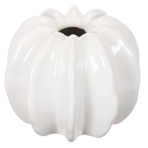Vase en céramique blanc en forme de citrouille 15 cm | Floristik24.fr