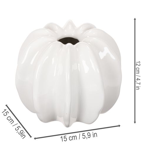 Vase en céramique blanc en forme de citrouille 15 cm | Floristik24.fr