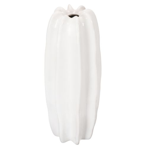 Vase en céramique blanche à structure rainurée 40 cm | Floristik24.fr