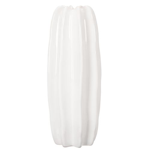 Vase en céramique blanche rainurée pour fleurs séchées 40 cm | Floristik24.fr