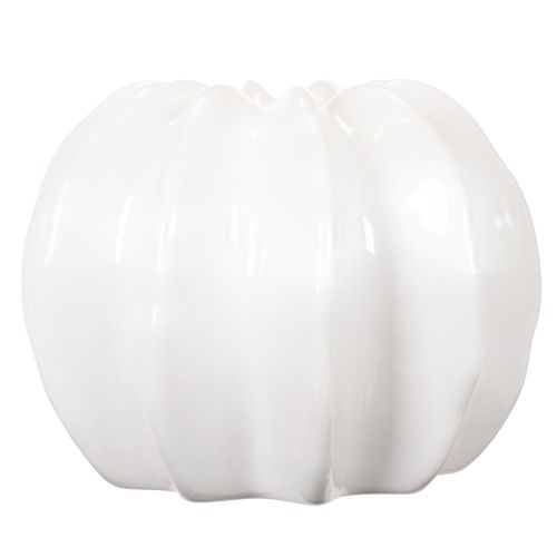 Vase décorative citrouille blanche brillante 19 cm pour fleurs artificielles | Floristik24.fr