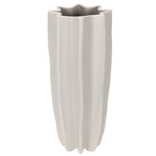 Vase haut ondulé en céramique gris taupe mat 38 cm acheter | Floristik24.fr