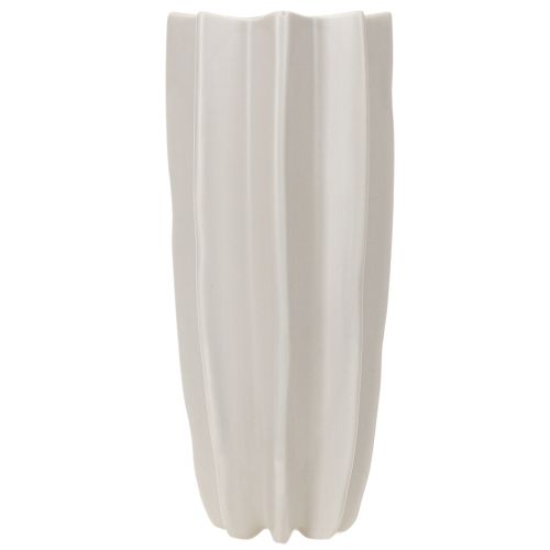 Vase haut ondulé en céramique gris taupe mat 38 cm | Floristik24.fr