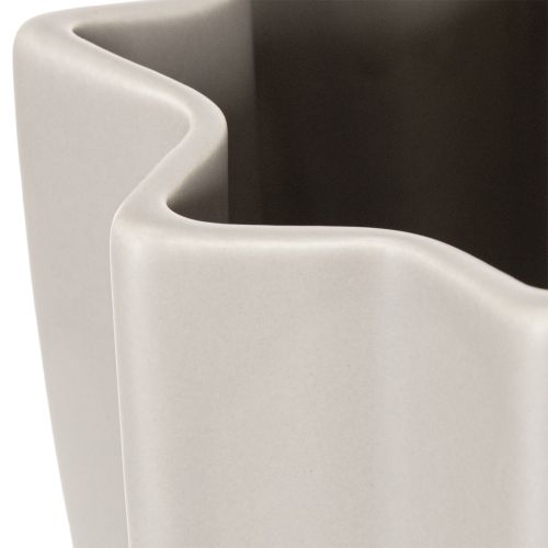 Vase haut ondulé en céramique gris taupe mat 38 cm | Floristik24.fr