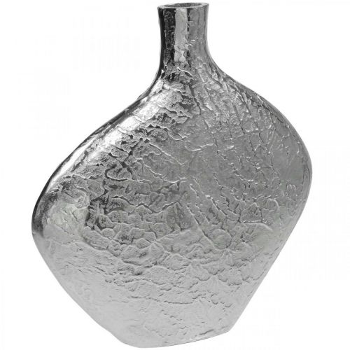 Article Vase décoratif vase à fleurs en métal martelé argent 33x8x36cm