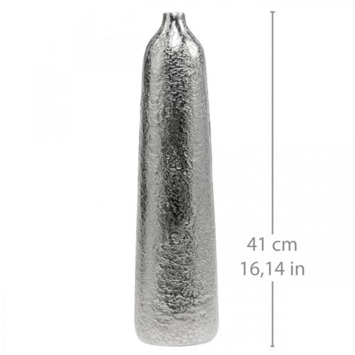 Article Vase décoratif vase à fleurs métal martelé argent Ø9,5cm H41cm