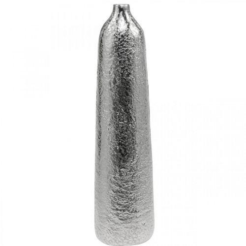 Article Vase décoratif vase à fleurs métal martelé argent Ø9,5cm H41cm