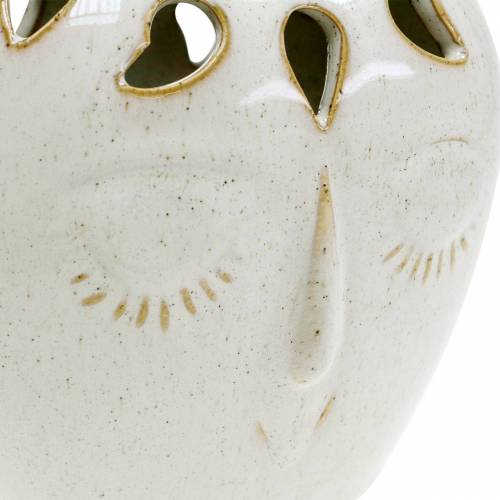 Floristik24 Vase en céramique avec crème pour le visage, beige H13cm aspect faïence 1 pièce
