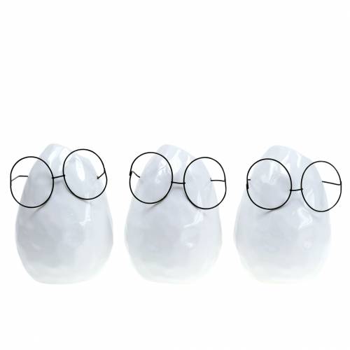 Vase avec verres décoration Pâques céramique blanc Ø8,5cm H13cm 3 pcs