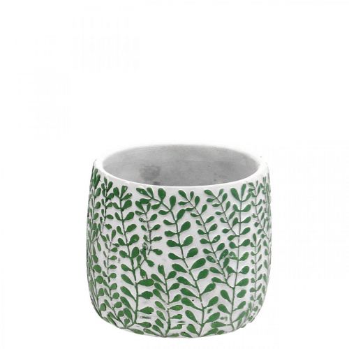 Pot de fleur en céramique, cache-pot avec vrilles de feuilles Ø14,5cm H12,5cm