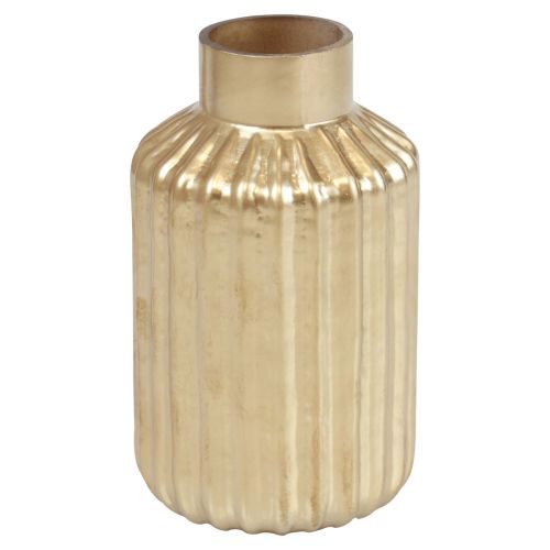 Floristik24 Vase vase en verre doré à rainures vase à fleurs en verre Ø8cm H14cm