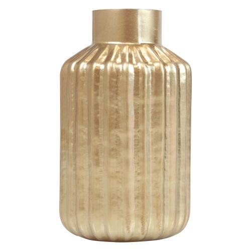 Floristik24 Vase vase en verre doré à rainures vase à fleurs en verre Ø8cm H14cm