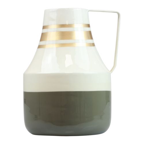 Article Vase anse métal pichet décoratif gris/crème/doré Ø17cm H23cm