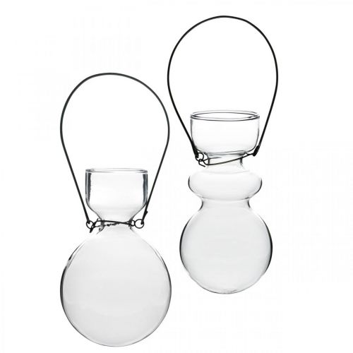 Article Mini vases en verre pour support suspendu bulbeux H11/11,5cm lot de 2