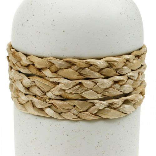 Article Vase à fleurs en céramique blanche et vase en jonc de mer décoration de table H22,5cm