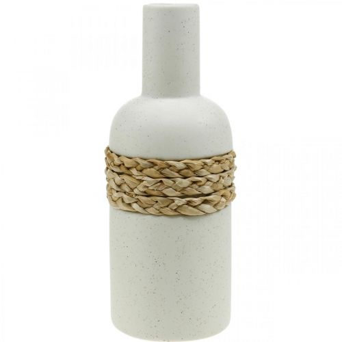 Article Vase à fleurs en céramique blanche et vase en jonc de mer décoration de table H22,5cm