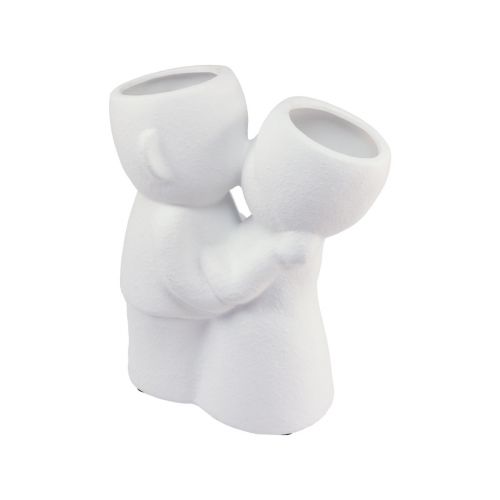 Floristik24 Vase Double Vase Blanc Couple Embrassant Céramique H23,5cm