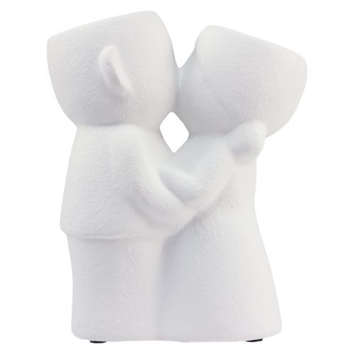 Floristik24 Vase Blanc Couple S'embrassant Double Vase Céramique H29cm