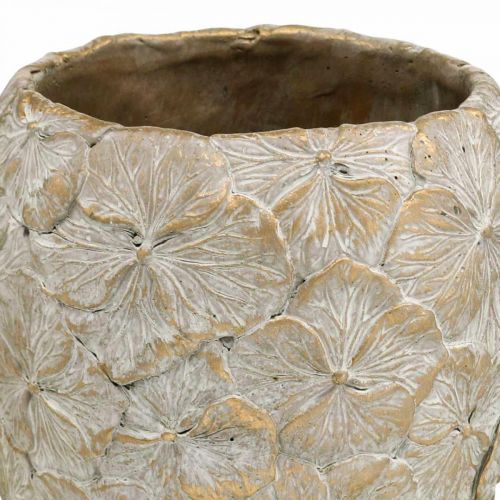 Floristik24 Pot décoratif motif fleur, vase béton doré aspect vintage Ø18cm H24cm
