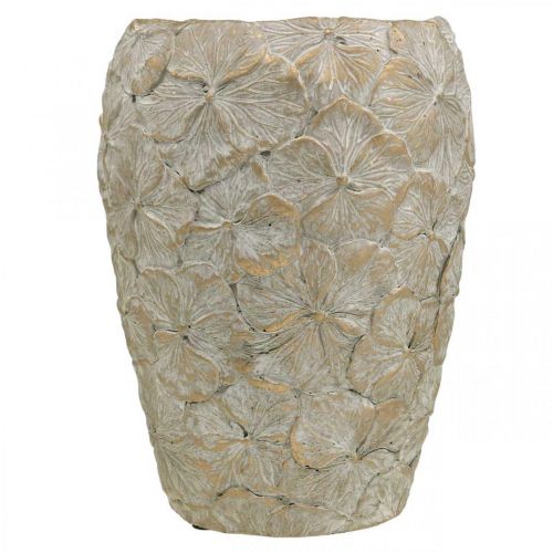 Floristik24 Pot décoratif motif fleur, vase béton doré aspect vintage Ø18cm H24cm