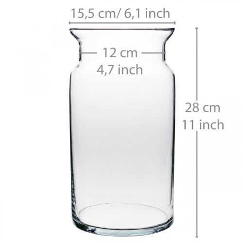 Article Vase en verre, vase déco, verre bougie Ø15.5cm H28cm