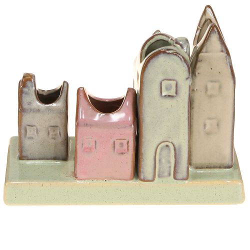 Article Ensemble de mini vases, maisons colorées pour la décoration de table, 14 cm