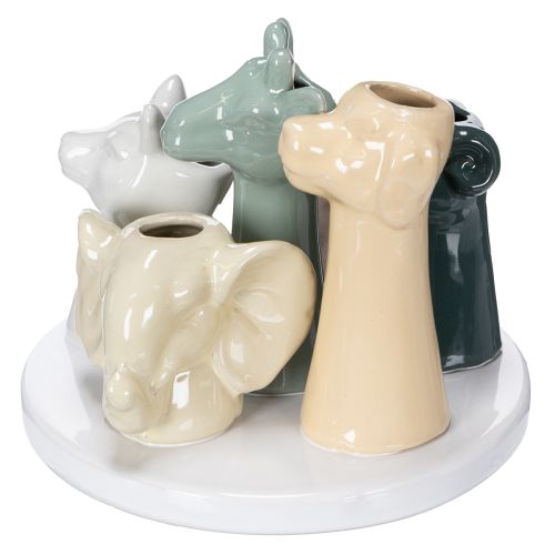 Article Vase contenant des figurines d'animaux décoratives, idéal pour une décoration de chambre ludique, 13 cm