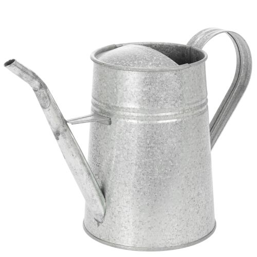 Arrosoir décoratif galvanisé, métal gris, style vintage, 1,7 L, H 23 cm, idéal pour les décorations florales et les jardinières élégantes.
