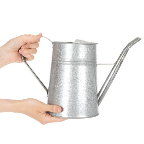 Arrosoir décoratif galvanisé, métal gris, style vintage, 1,7 L, H 23 cm, idéal pour les décorations florales et les jardinières élégantes. | Floristik24.fr