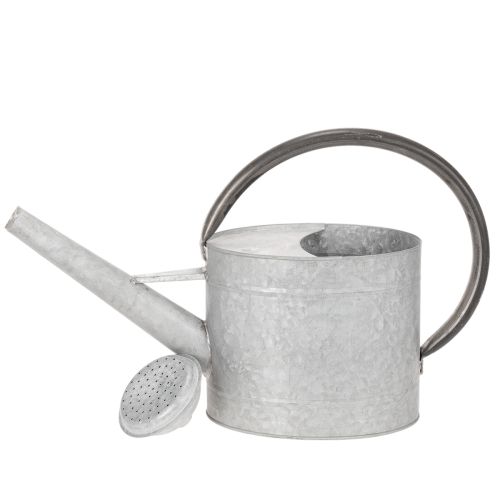 Arrosoir vintage en métal gris argenté, élégant objet de décoration de jardin, vase à fleurs, L 53 cm x H 29 cm | Floristik24.fr