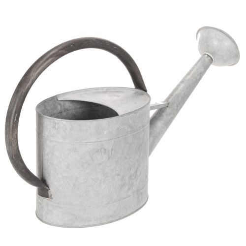 Arrosoir vintage en métal gris argenté, élégant objet de décoration de jardin, vase à fleurs, L 53 cm x H 29 cm | Floristik24.fr