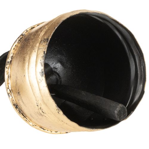 Article Cloche vintage dorée avec ruban velours noir H15cm