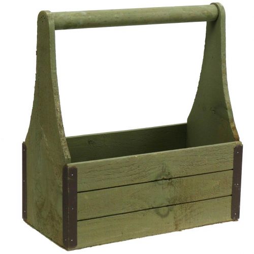 Floristik24 Boîte à plantes vintage boîte à outils en bois vert olive 28×14×31cm