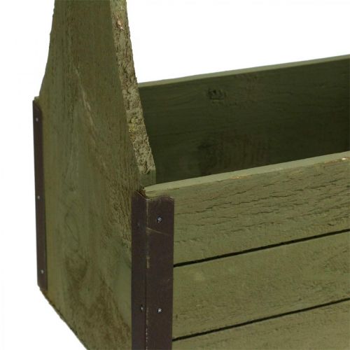Article Boîte à plantes vintage boîte à outils en bois vert olive 28×14×31cm