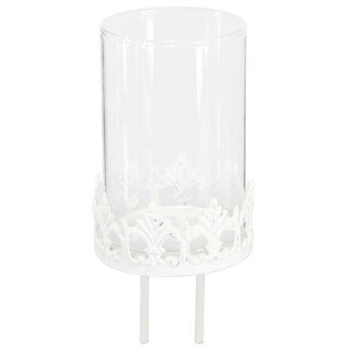 Floristik24 Photophore vintage à piquer Blanc Ø5,5cm H8cm 4pcs