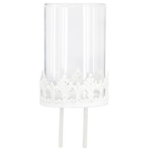 Article Photophore vintage à piquer Blanc Ø5,5cm H8cm 4pcs