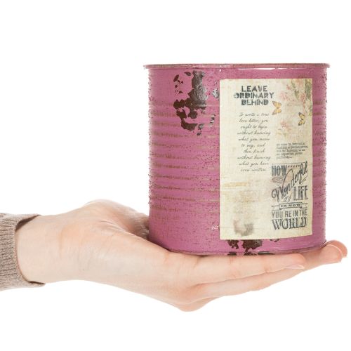 Article Jardinière décorative vintage en métal violet, décoration estivale Ø11cm H10.5cm