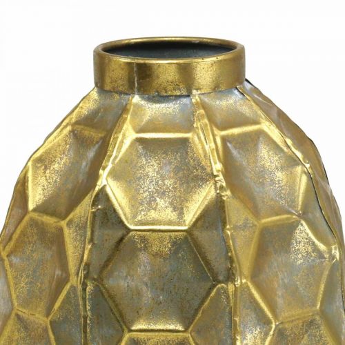 Vase vintage vase fleur doré aspect nid d&#39;abeille Ø22.5cm H31cm