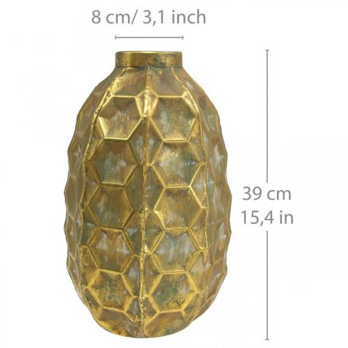 Article Vase vintage vase fleur doré aspect nid d'abeille Ø23cm H39cm