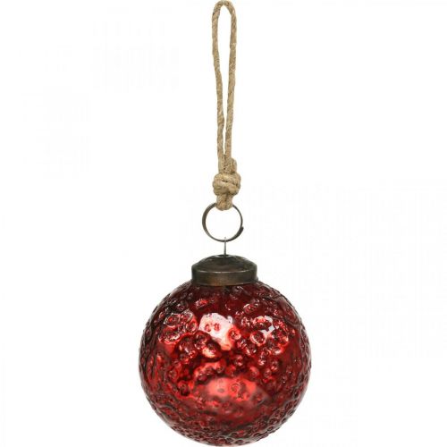 Floristik24 Boules de Noël vintage boules de sapin de Noël en verre rouge Ø8cm 4pcs