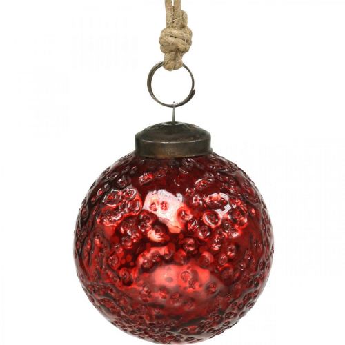 Floristik24 Boules de Noël vintage boules de sapin de Noël en verre rouge Ø8cm 4pcs