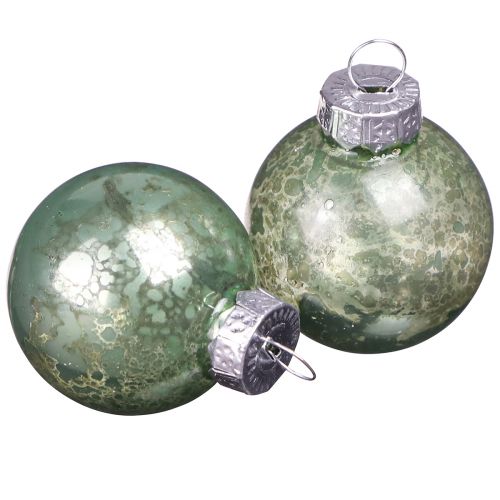 Article Boules de Noël vintage en verre mini en menthe Ø3cm 22 pcs