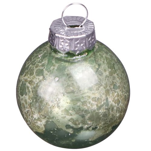 Article Boules de Noël vintage en verre mini en menthe Ø3cm 22 pcs