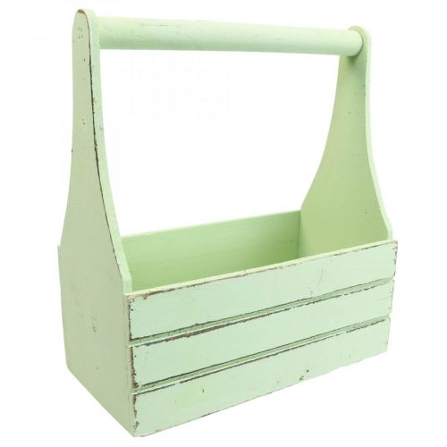 Article Boîte à fleurs vintage jardinière en bois vert 28×14×31cm