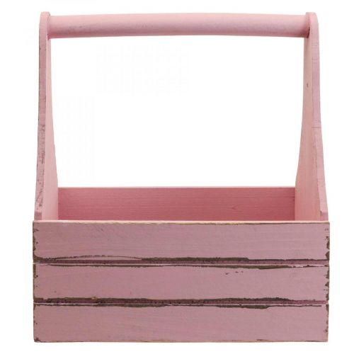Floristik24 Boîte à fleurs vintage jardinière en bois rose 28×14×31cm