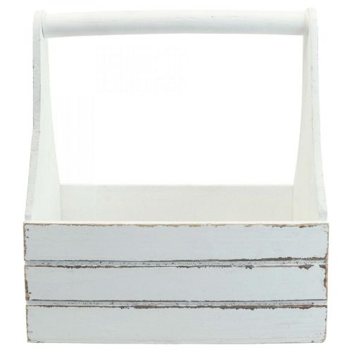 Floristik24 Boîte à fleurs vintage jardinière en bois blanc 28×14×31cm
