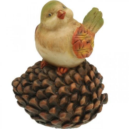 Décoration de table automne, décoration oiseau, cônes déco, figurine oiseau H19cm