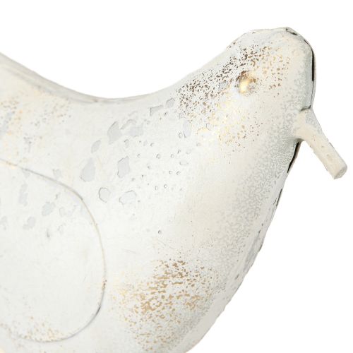 Article Décoration Oiseau Métal Blanc Vintage 29cmx24,5cm