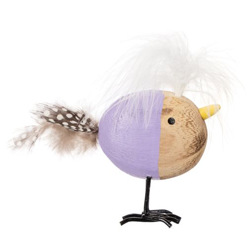 Article Oiseau décoratif en bois avec plumes et corps coloré, pour décoration de table, 10 cm, lot de 6