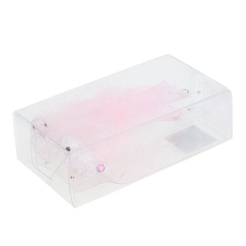 Floristik24 Oiseau sur clip 14cm rose, mica 2pcs